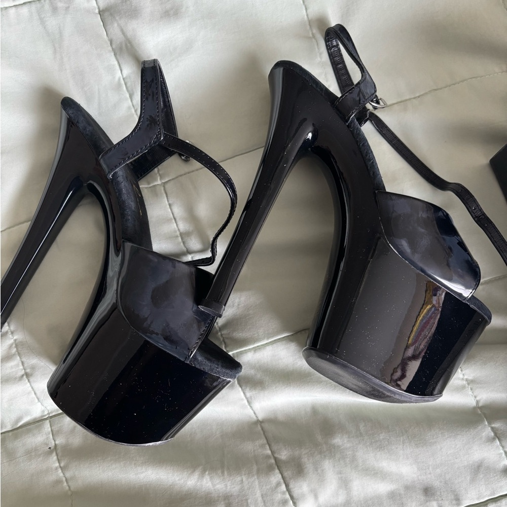 Ellie Black Platform Heels with Ankle Strap. Pole dancing